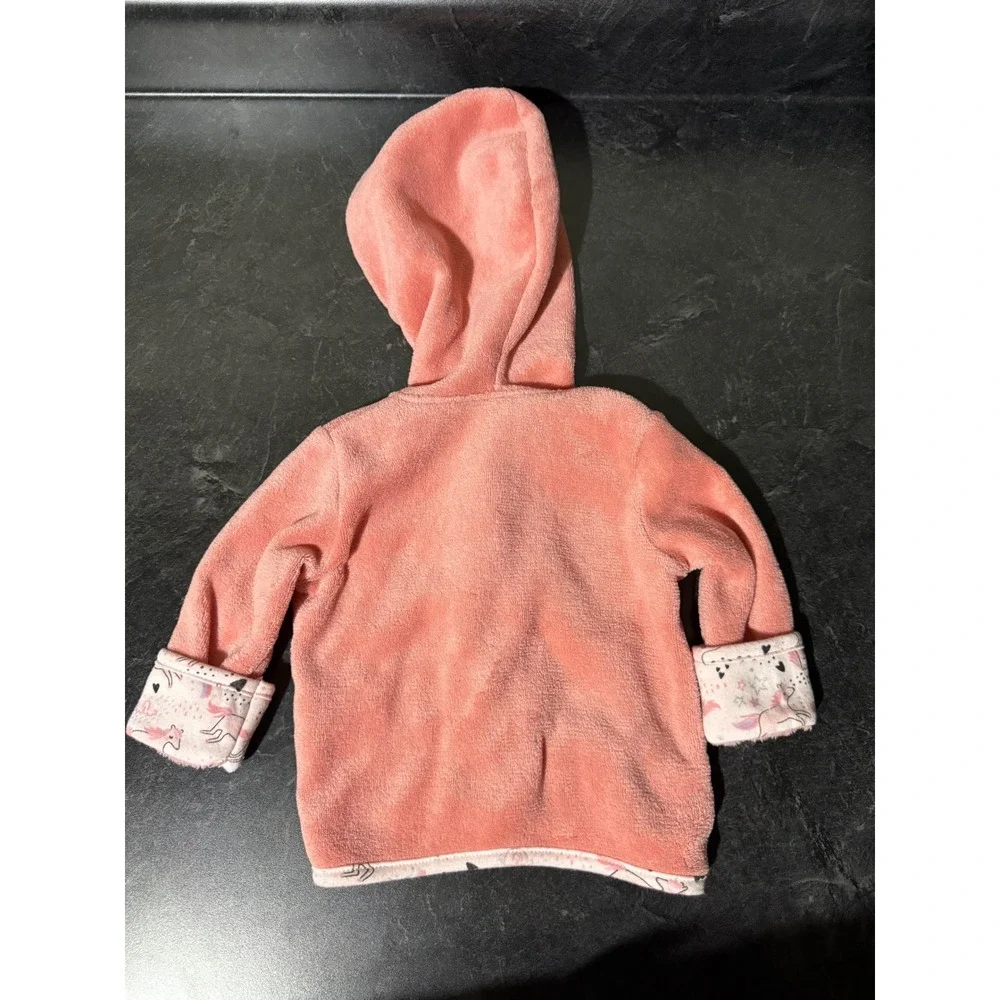 CJP Baby 4pc Outfit Set 6-9 Months Pink Unicorn Hooded Cardigan Bodysuits Dress